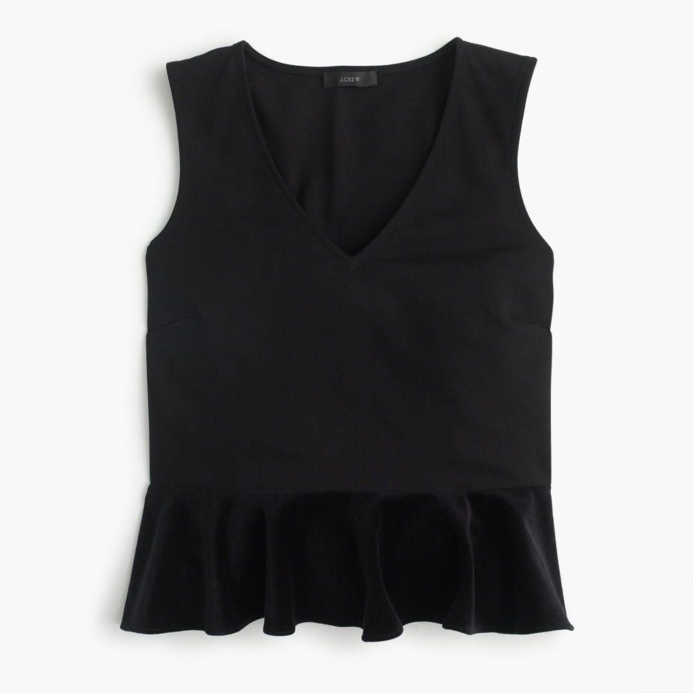 J. Crew Black Velvet Peplum Top